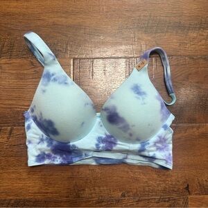 NEW Victoria’s Secret PINK Tie-Dye Light Blue & Purple Wireless Lounge Bra